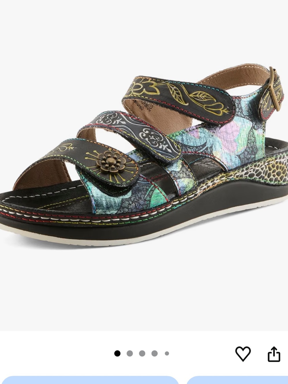 L'ATISTE Black Multicolor Embroidered Women's Sandals